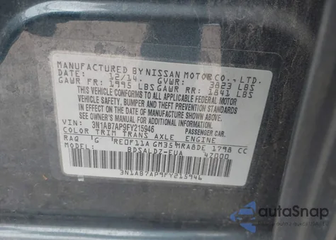 2015 Nissan Sentra Sv z USA, uszkodzony, nr VIN 3N1AB7AP9FY215946